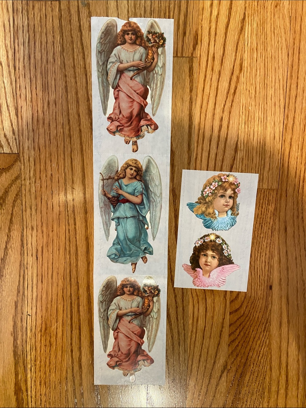 Vintage Angel Decorative Stickers – Pink & Blue Angels